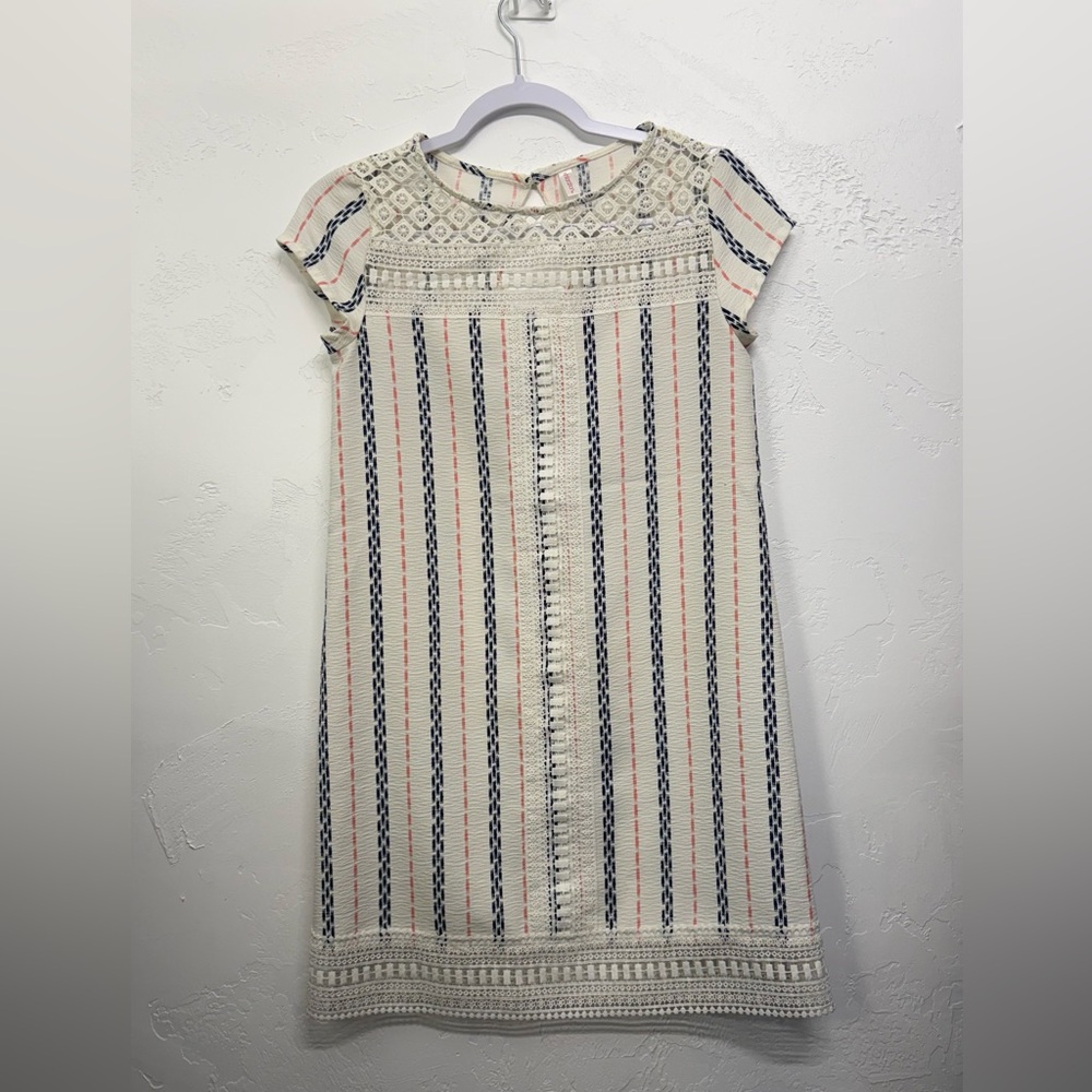 Women’s Xhilaration Cream Dress with Blue and Red Stripes Size XS